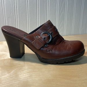 boc Born Concept Genuine Leather Chunky Heel Mules - Brown